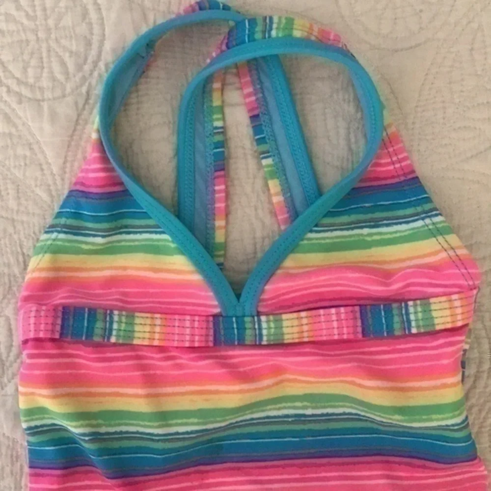 Angel Beach One Piece Swimsuit Striped Size 4T lined